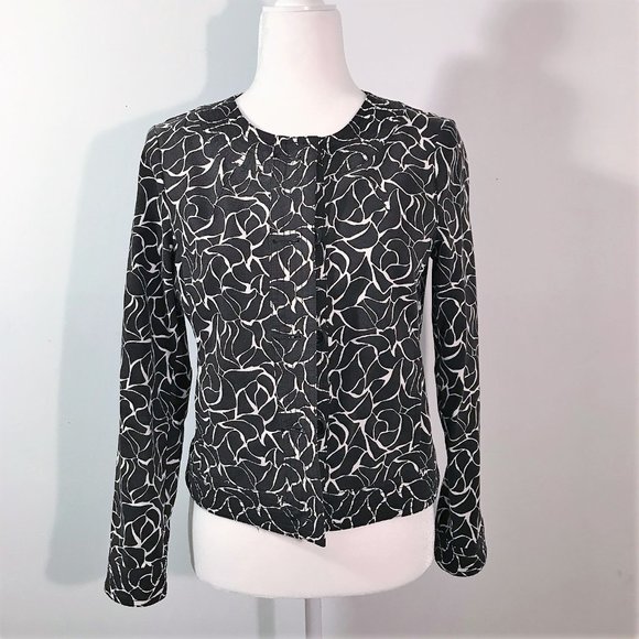 Charter Club Jacket Black White Graphic Size 4P - Picture 2 of 7